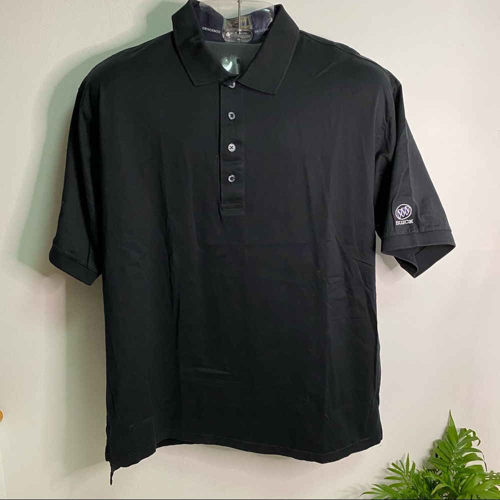 Descente Black Collared Polo Shirt in Size XL